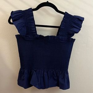 Hill House Paz Top Size M Navy Blue New